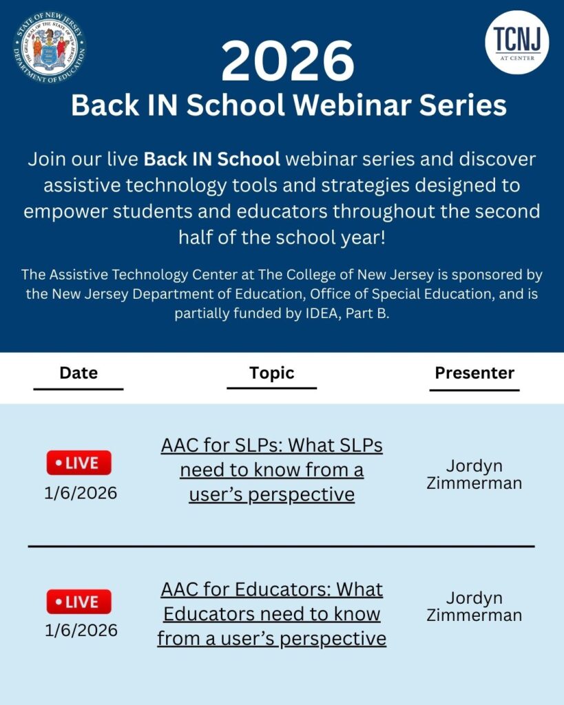 A flyer that reads out the Back IN School Webinar Series (described below).